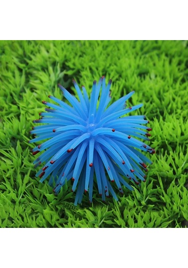 Sones Akvaryum Ürünleri Dekorasyon Tpr Simülasyonu Deniz Kestanesi Top Mercanı, Boyut: S, Çap: 7 Cm Mavi