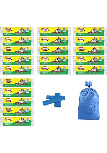 Ögem Orta Boy Çöp Torbası Mavi 55X60 Cm 20 Li 20 Rulo