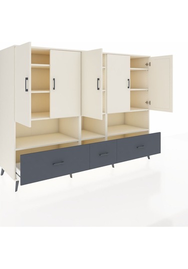 Kronos Dolap 12 Raflı 3 Çekmeceli 5 Kapaklı 220x59x163 Aytaşı-ayt Aytaşı-aytaşı/antrasit