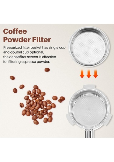 Flybuy Kahve Makinesi Xurunkeji Adet 51mm Paslanmaz Çelik Toz Sepeti Portafilter Filtre Gümüş Gümüş