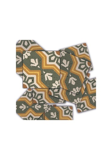 Tink Kendinden Yapışkanlı Yeşil Yıldız Metraj Desenli Pvc Karo Kaplama 20x20 Cm 6'lı Paket