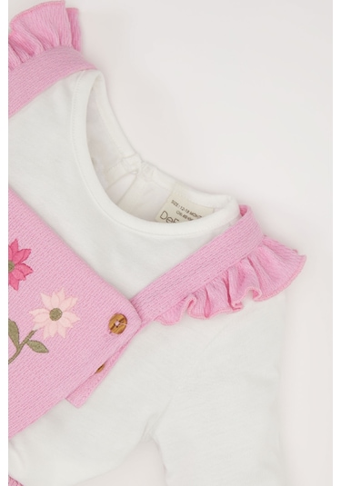 DeFacto Kız Bebek 2'li Takım Bisiklet Yaka Uzun Kollu Üst Askılı Salopet Elbise D9326A525SPPN444 Pembe DeFacto Kız Bebek 2'li Takım Bisiklet Yaka Uzun Kollu Üst Askılı Salopet Elbise D9326A525SPPN444 Pembe