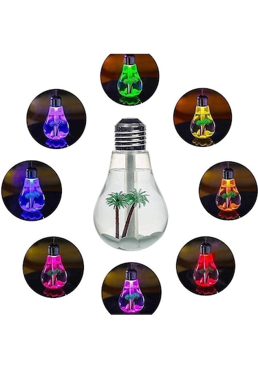 Ampul Şekilli Oda/hava Nemlendirici Buharlı 7 Led Işıklı Gece Lam Renkli