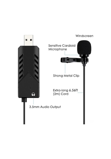 Neevoyu Usb Mikrofon Klipli, Kartiyoid Yönlendirme, Ses Kartı İçeren, Gürültü Engelleme, Pc/mac Uyumlu, Canlı Yayın/dublaj İçin Plug & Play