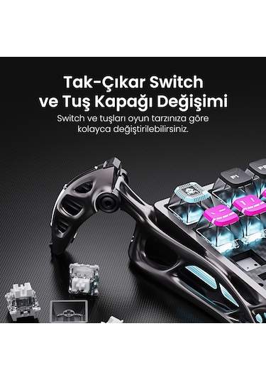 Gravastar V75 Pro Manyetik Kablolu Gaming Klavye, Xpro Kablosuz Optik Mouse Ve Mousepad Oyuncu Seti, Optik