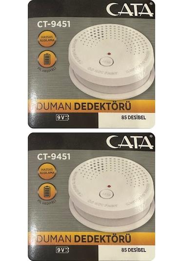 2 Adet Cata Pilli Duman Dedektörü Hassas Algılamalı