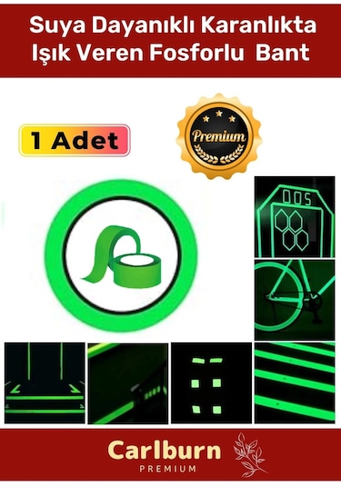 Karanlıkta Işık Veren Yansıyan 4 Metre Fosforlu Yeşil Şerit Bant Kendinden Yapışkanlı Reflektör Bant