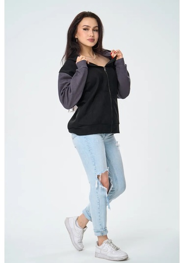 Kamila's Oversize Fermuarlı Hoodie İç Kısmı Huk Da Yok 465081499 Siyah