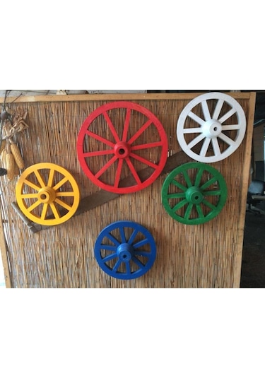Otantik Ahşap At Arabası Tekeri 70 Cm.Kırmızı Renk Kırmızı
