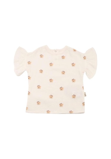 Ayıcık Baskılı Fırfırlı Şortlu Takım Yeşil Bipamuk 001