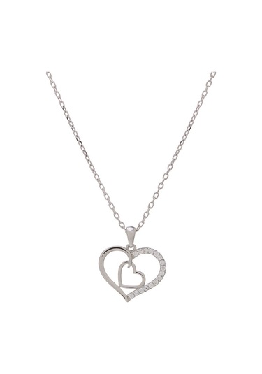 Kalp Zirkon Taşlı Model-4 925 Ayar Gümüş Kadın Kolye Gümüş