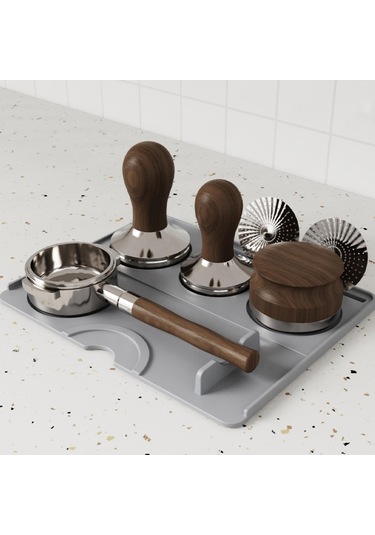 Suntek Espresso Tamping Mat Silikon Yumuşak Açık-gri