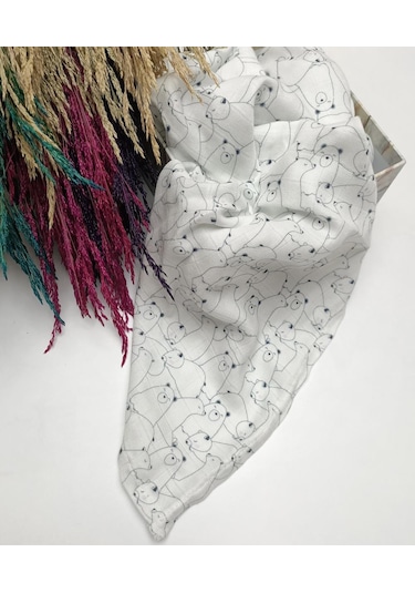 Kutup Ayısı Müslin Örtü Ve 3'Lü Mendil Seti Çok Renkli