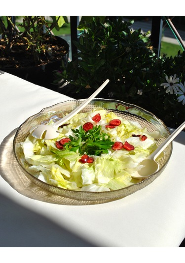 El Yapımı Füme Cam Kaşıklı Salata Kasesi Sunum Tabağı Meyve Kase