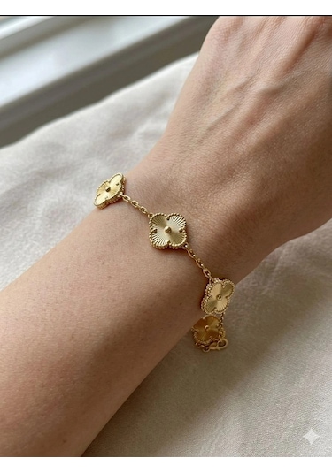 14 Ayar Altın 5'li Gold Yonca Bileklik 1223
