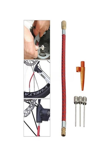 Pompa İğne Başlık Seti Top Bisiklet Lastiği Şişirme İğneleri Siyah