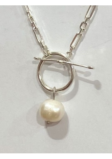 İnci Gümüş Kadın Kolyesi F1807 Beyaz