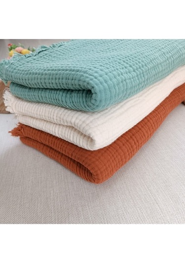 %100 Pamuklu 4 Kat Müslin Bebek Battaniyesi 90x120 Cm - Kiremit Mevsimlik Bebek Örtüsü - Oscar Mint