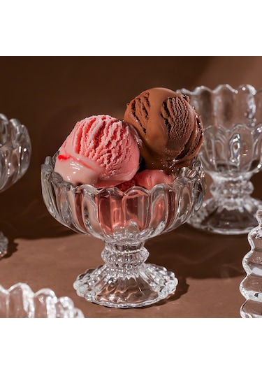 Porsima Mimoza Cam Kase Puding Tatlı Ve Dondurma Kasesi 6'lı Kase Çerez Seti Şeffaf