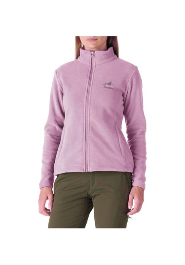 Genıus Store Kadın Tam Fermuarlı Kalın Outdoor Polar Ceket Lila