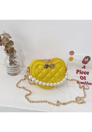 Ebitda Beyaz Inci Kolu Kızlar Mini Omuz Askılı Çanta Prenses Cüzdan Bozuk Para Cüzdanı Çanta Sevimli Çocuk Kalp Şeklinde Crossbody Çanta Beyaz