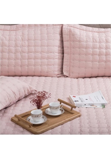 Yıldız Çift Kişilik Kapitoneli Yatak Örtüsü Pudra (447900888) Pudra