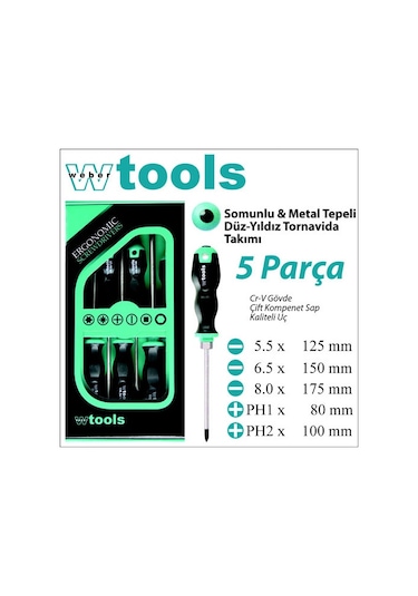 Weber Tools Tornavida Seti 5 Parça DüzYıldız Somunlu ve M