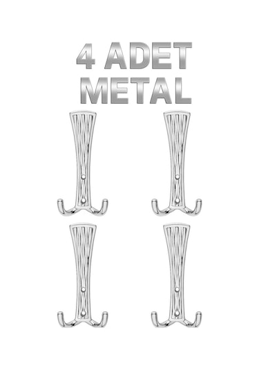 Troy Portmanto Vestiyer Duvar Dolap Elbise Askısı Krom Metal Mobilya Kapı Askılığı Askılık 4 Adet Krom
