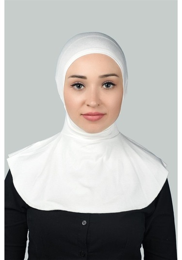 Kadın Tesettür Pratik Boyunluklu Hijab - Sporcu Bone Ekru