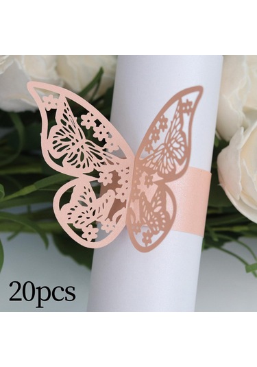 Suntek 20x Kağıt Peçete Halkaları Dekor Sahipleri Serviette Pembe