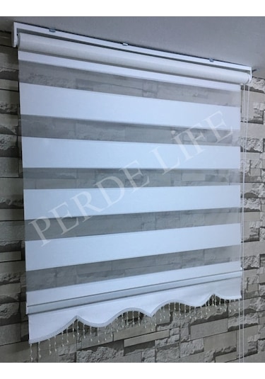 Beyaz Renk Mini Plise Desenli Zebra Stor Perde Tüm Ölçülerde (153587042)