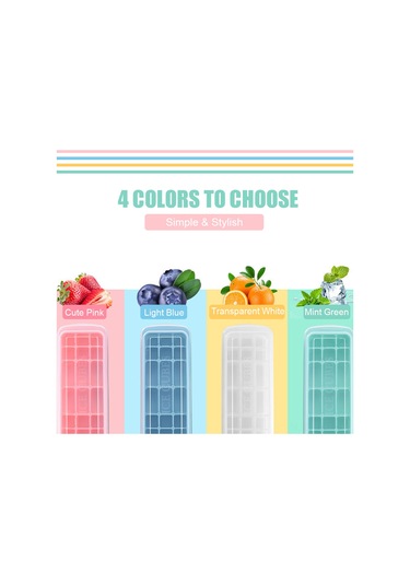 Geeroyoo Silikon Buzluk Kalıbı 18 Delikli Kapaklı - Çikolata Pasta Hamur Kalıbı, Bebek Yemeği Kutusu, Donuk Orman Kokusu Engeli - Pembe Çok Renkli