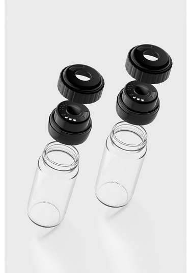 Renga Hibrit 244 Ml Siyah Kapaklı 2'li Cam Baharatlık Seti 161005 Siyah
