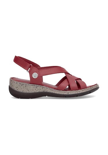 Mammamia D25ys-2865 Kadın Hakiki Deri Düz Sandalet Kırmızı Kırmızı