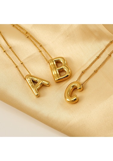 Relaxed Parlak Mektup Kolye Tombul Avrupa Ve Amerikan Modası Basit Köprücük Kemiği Zinciri-l Altın