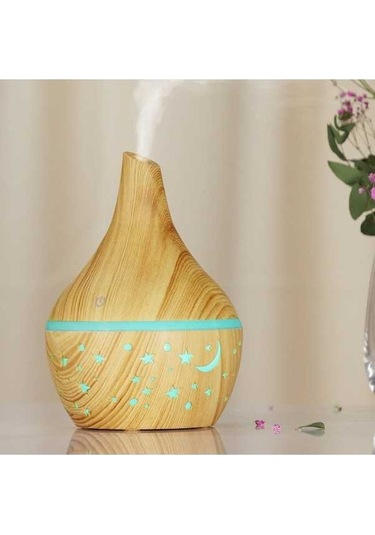 Moly 7 Renkli Led Aromaterapi Dağıtıcı, 300ml, Usb Şarjlı, Yumuşak Ahşap Desenli, Düşük Gürültülü