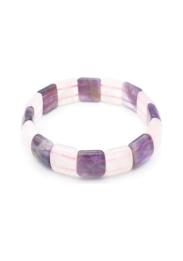 Murty99 Hakiki Pembe Kuvars Ametist Taşı Bileklik Mor