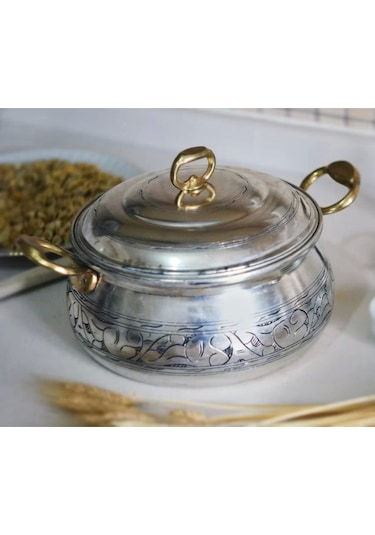 Bakır Tencere Güveç Model Oyma Nakış İşleme 22 CM