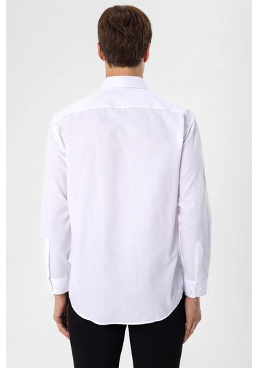 SÜVARİ Beyaz Regular Armürlü Klasik Yaka Gömlek Beyaz