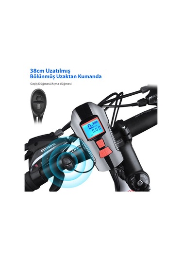 Dailylink Bisiklet Işık Korna Lcd Hız Göstergesi Su Geçirmez Fene Mavi - Siyah
