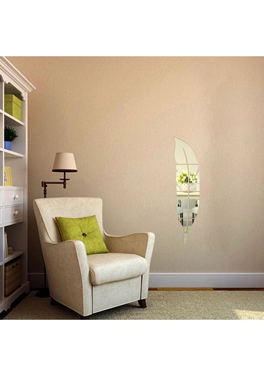 Moveevo "kendin Yap Çocuk Odası Dekoratif Ayna Sticker - 6 Parça Yapışkan Tüy Desenli" Altın