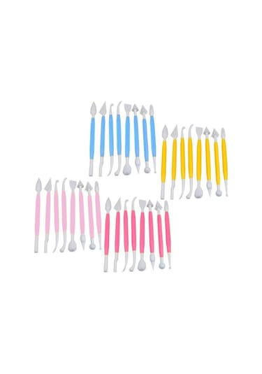 Sarı 8 Adet Çiçek Fondan Kalem Hafif Çikolata Kalıp Düz Renk Dıy Desen Fondan Kesici Kalem Basit Çift Kafalı Gıda Sınıfı