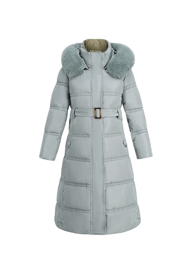 Sımıcg Kadın Uzun Fermuarlı Pamuklu Mont Mavi Açık Mavi