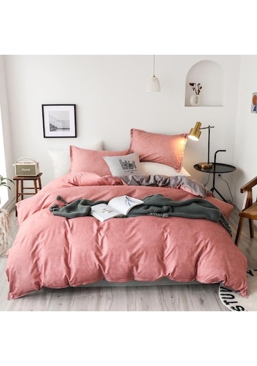 Novahub Pembe 3 Adet Ev Tekstili Yatak Seti Düz Renk Nevresim Takımları Nevresim Yastık Kılıfı Avrupa Boyutu Kral Kraliçe Yorgan Ve Çarşaf Yok 150 200cm Pembe