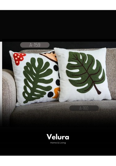 Dekoratif Kırlent & Pinterest Kırlent & Keten Kumaş - Nakış İşleme & A159-a160 Turuncu - Yeşil - Krem