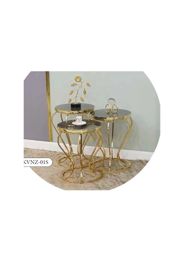 Mim Füme - Gold Kavanoz Zigon Sehpa Gold Füme