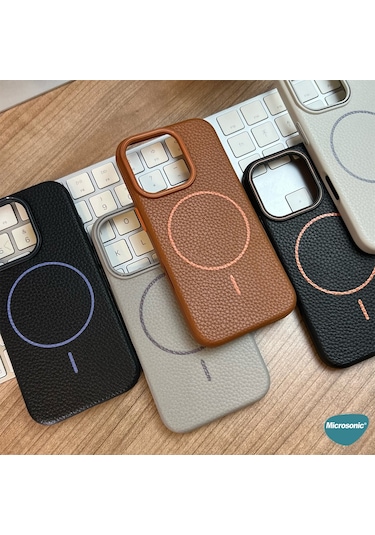 Microsonic İphone Uyumlu 16 Pro Kılıf Magleather Pro Kahverengi -