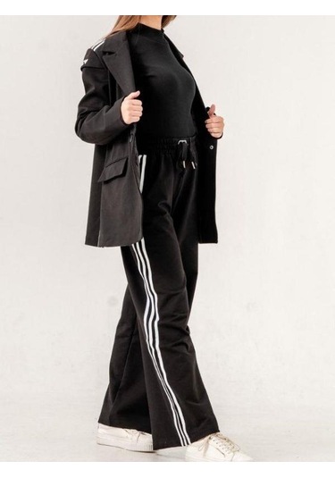 Kız Çocuk Pamuklu Astarlı Pantolon Ceket Tasarım Takım-14221 Siyah