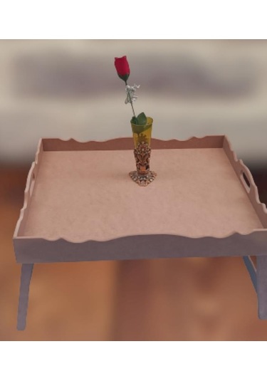 Hobi Dekoratif Tepsi Ayaklı Dikdörtgen Ham Ahşap Mdf Model El Yapımı