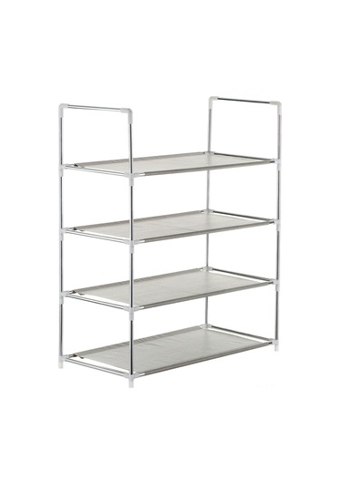 Tenfowee 4 Katmanlı Pratik Ayakkabı Rafı - Paslanmaz Boru Ve Dokumasız Kumaş İle Dayanıklı Depolama Çözümü Gri